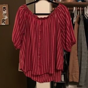 Red Off-the shoulder Blouse